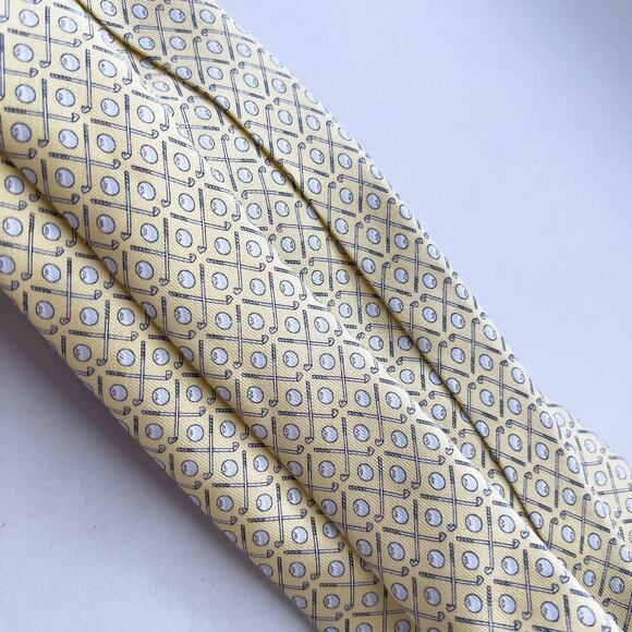 Vineyard Vines Tie Silk Gold Club Balls Yellow Silk USA - Picture 6 of 6